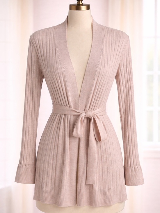 White House Black Market Sweaters - White House Black Market Blush Ribbed Open-Front Cardigan